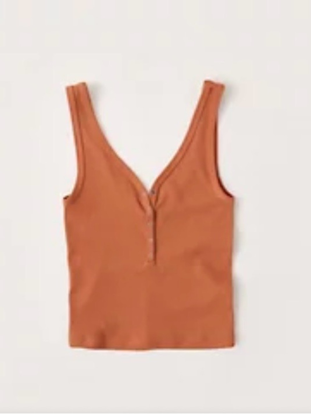 Abercrombie & Fitch Slim Fit Henley Tank Top in Dark Orange Women’s Size L